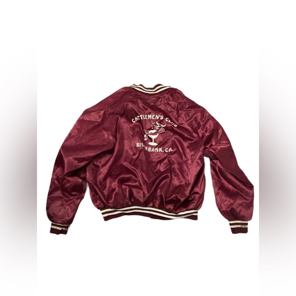 Vintage Auburn Sportswear Satin Bomber Jacket Cattlemen’s Club Riverbank CA XL - Picture 2 of 7